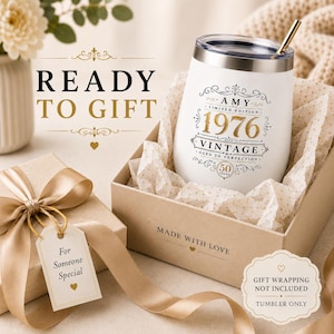 Personalized 50th Birthday Wine Tumbler Custom Birthday Gift for Women Vintage Aged to Perfection Cup 50th Birthday Milestone Gift for Her image 14