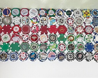 Huge Lot of 126 different poker chips - Brand new, never played with before. Great for displays, projects, bar tops, so many options.