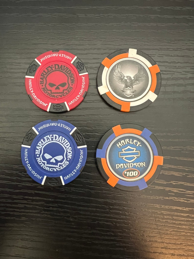 4 Piece Harley Davidson Poker Chips Card Guards Texas Holdem Etsy