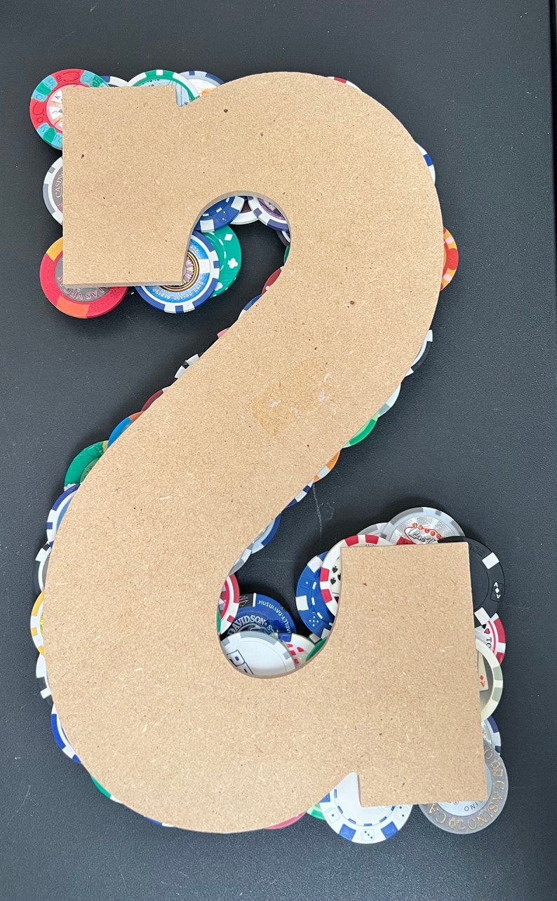 Poker Chip Wall Art Custom Made to Order 14 Inches Tall PICK ANY LETTER