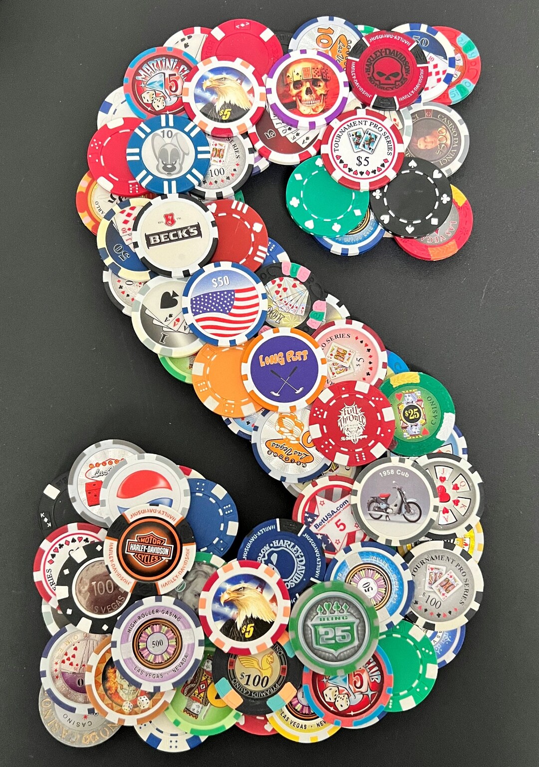 Poker Chip Wall Art Custom Made to Order 14 Inches Tall PICK ANY LETTER
