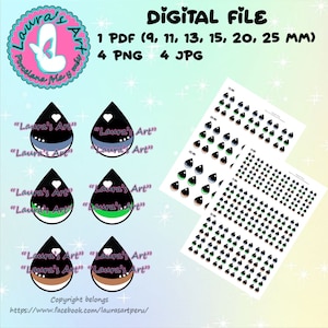 PRINTABLE EYES, png, jpg and pdf digital files with 6 sizes (9, 11, 13, 15, 20 and 25 mm) for your crafts.
