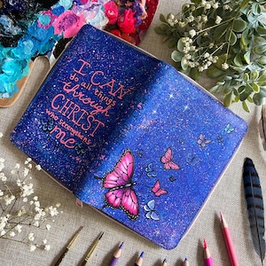 Op maat geschilderde bijbel, handgeschilderde compacte bijbel aangepaste trouwbijbel, geschilderde bijbelomslag, bijbelgeschilderde aangepaste geschenken bijbelkunst KJV NIV NL