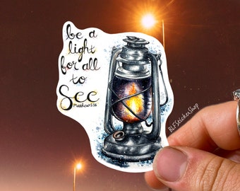 Be a Light for All to See Matthew 5:16 Bible Verse Sticker Christian Faith Sticker Lantern Christian Decal Bible Gift Christian Art Stickers