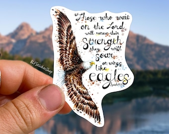 Bald Eagle Sticker Jesaja 40:31 Bijbelvers Sticker Soar on Wings Like Eagles christelijk geloof Sticker Eagle Decal Bijbel cadeau christelijke kunst