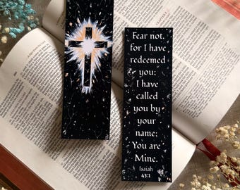 Cross Bookmark - Isaiah 43:1 Bible verse - Christian Faith Bible Bookmarks - ( Fine Art Paper - not laminated )