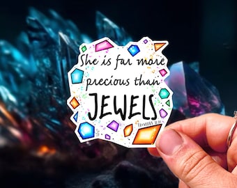 Luke 12:27 Bible Verse Sticker - Christian Faith Stickers, Girl Bible Study Gift, Prayer Journal Decal, She is more precious than jewels