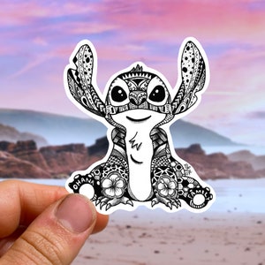 Stitch Sticker Polynesian Hawaiian Stickers Tribal Hawaii Sticker Vinyl Decal Disney Bumper Sticker Black White Ohana Sticker Lilo Stitch