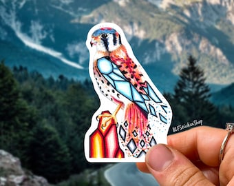 American Kestrel Sticker, Falcon Sticker, Bird Stickers, Kestrel Sticker, Hawk Sticker, Bird lover Gift, Bird Watcher Gift Vinyl Sticker
