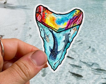 Colorful Shark Tooth Sticker, Whale Shark, Hammerhead Shark, Leopard Shark, Zebra Shark Decals
