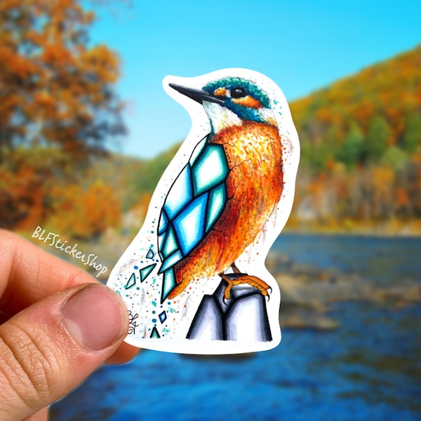 King Fisher Sticker Blue Bird Stickers King Fisher Decal Bird Watching Sticker Bird lover Gift, Bird Watcher Gift Waterproof Sticker Birds