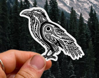 Raven Sticker Crow Stickers Polynesian Hawaii Tribal Sticker Black Bird Halloween Sticker Raven Decal Bird Stickers Black Crow Silhouette