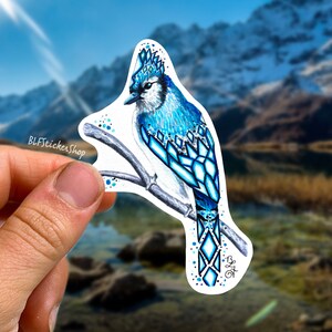 Blue Jay Sticker Blue Bird Sticker, Bird Stickers, Bird Watching Sticker, Bird lover Gift, Bird Watcher Gift Vinyl Waterproof Sticker Birds
