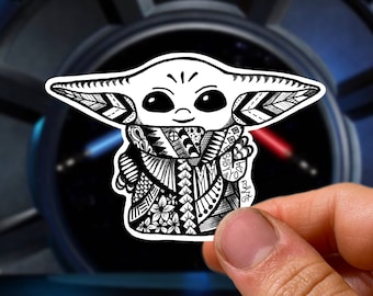 Baby Yoda Sticker Grogu Aufkleber Star Wars Aufkleber Polynesian Tribal Hawaiianische Aufkleber Hawaii Baby Yoda Sticker Star Wars Geschenk Yoda Decals