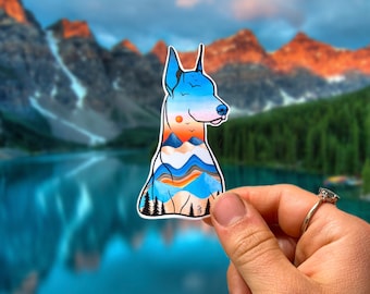 Dobermann Sticker Berghund Natur Dobie Mom Hundesticker Dobermann Geschenk Dobermann Aufkleber Dobie Hundesticker Abenteuer Wandern Geschenk Hundeliebhaber