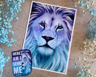 ROYAL LION - 5x7 art prints - Isaiah 6:8 Lion Stickers - Here I Am Send Me