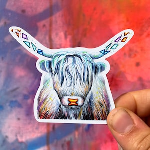 Highland Cow Sticker Scottish Cow Decal Farm Animal Sticker Country Farm House Gift Highland Cow Theme Boho Cow Sticker Cattle Rancher Gift