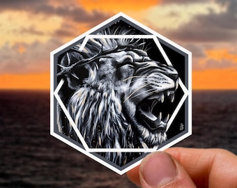 Jesus is King Sticker | Lion of Judah Sticker | Jesus Decals Waterproof Vinyl
