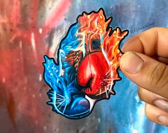 Pegatina de guantes de boxeo, calcomanía para gimnasio de boxeo, regalo de boxeo, pegatina de vinilo para botella de agua, pegatina para portátil, regalo de artes marciales, regalo de Sensei, MMA, UFC