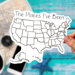 Sticker Etats-Unis Places I've Been Etats-Unis Sticker couleur aux Etats-Unis Carte Sticker Etats-Unis Sticker voyageur cadeau Wanderlust Sticker vinyle