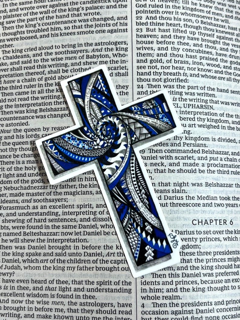 Blue Cross Sticker Polynesian Cross Hawaiian Tribal Cross Christian ...