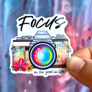 Focus on the Good Camera Sticker Photographer Gift Decal Faith Christian Sticker Bible Study Group Gift Christian Girl Gift Prayer Journal