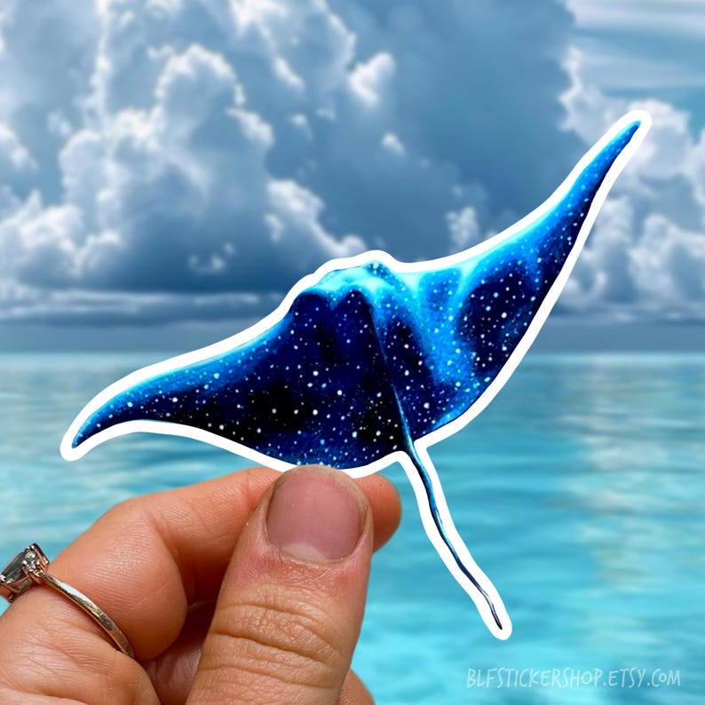 Manta Ray Sticker, Spotted Eagle Ray Sticker, Bioluminescent Manta Ray ...