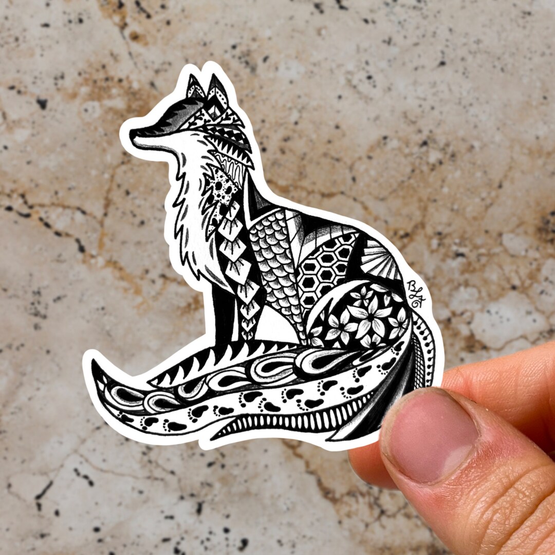 Buy Tribal Fox Sticker Black White Fox Decal Fox Gift Tribal Polynesian