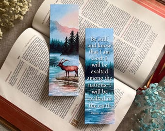 Elk Mountain Sunrise Bookmark - Psalm 46:10 Bible verse - Christian Faith Bible Bookmarks - ( Fine Art Paper - not laminated )