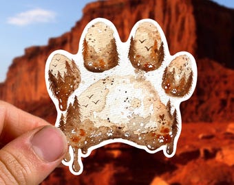 Dog Paw Print Sticker Hiking Dog Stickers Outdoor Sticker Adventure Dog Mom Gift Unique Hiking Gifts Dog Watercolor Art Paw Print Decal Dog