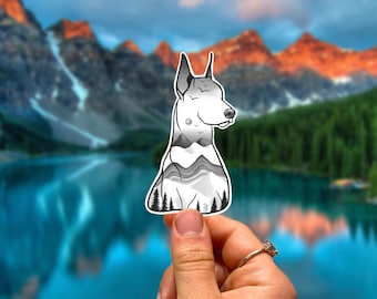 Doberman Sticker Dog Nature Dobie Dog Mom Sticker Doberman Gift Dobie Decal Doberman Mountain Dog Sticker Adventure Hiking Gift Dog Lover