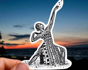 Adesivo ballerina, adesivi polinesiani hawaiani, adesivi tribali hawaiani, adesivo in vinile per paraurti, adesivo con silhouette di ballerina in bianco e nero