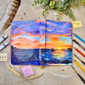 Custom Painted Bible, Hand Painted Bible KJV Compact Bible, Custom Wedding Bible, Painted Bible Cover, Bible Painted Custom Gifts Bible Art