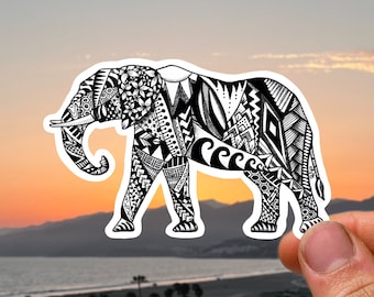 Elefant Aufkleber Hawaiianische Aufkleber Tribal Hawaii Aufkleber Vinyl Aufkleber Autoaufkleber Elefant Schwarz Weiß Silhouette Aufkleber
