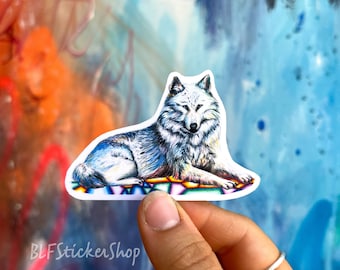 Wolf Aufkleber Vinyl, Wolf Hund Aufkleber Juwel Wolf Aufkleber Weiß Schäferhund Aufkleber Wolf Geschenk Hundeaufkleber für Hydroflask Wolf Aufkleber Kunst