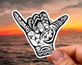 Adesivo Tribal Shaka: Arte polinesiana, Decalcomania tribale hawaiana, Adesivo per paraurti Shaka
