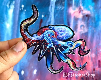 カラフルなタコのステッカー、防水ビニールデカール、海のアート、クラーケンのステッカー