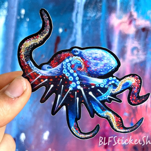 Octopus Sticker, Kraken Sticker, Sea Creature Decal, Octopus Vinyl Sticker for Water Bottle Scuba Diver Gift Ocean Art Wildlife Sticker