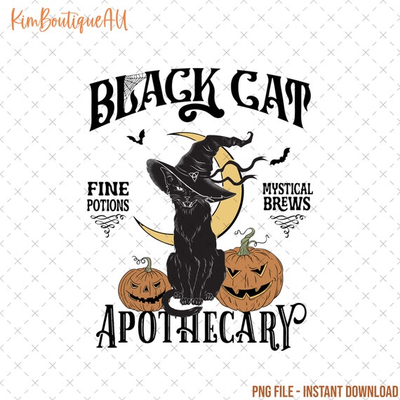 Halloween Black Cat Png, Retro Halloween Black Cat Png, Black Cat.