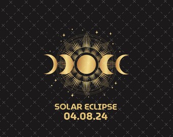 Solar Eclipse 2024 Png, Total Solar Eclipse April 8 2024 Png, Retro Vintage Moon Astronomy, Solar Eclipse Souvenir Gift, Total Spring 2024