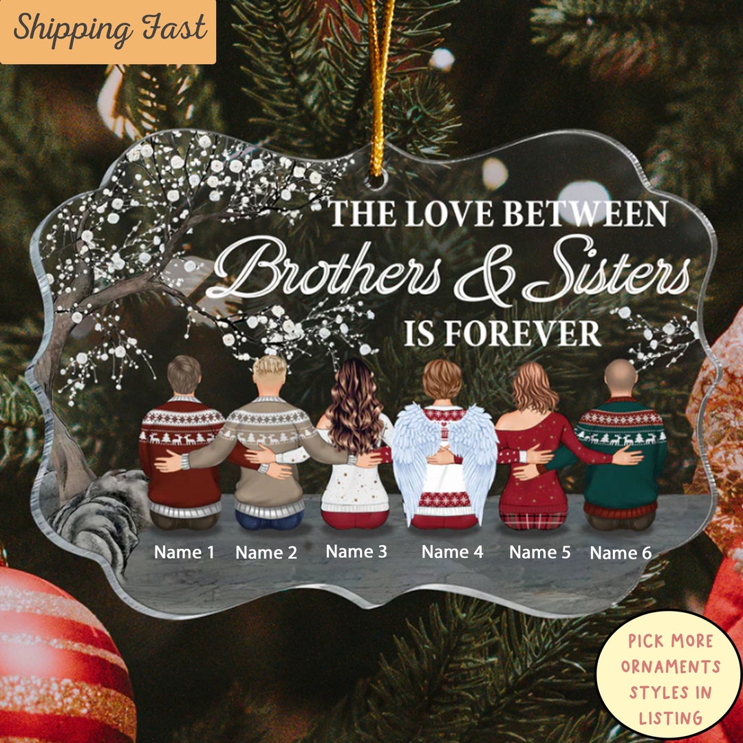 Big Brother Christmas Ornament, Personalized Sibling Bear Christmas