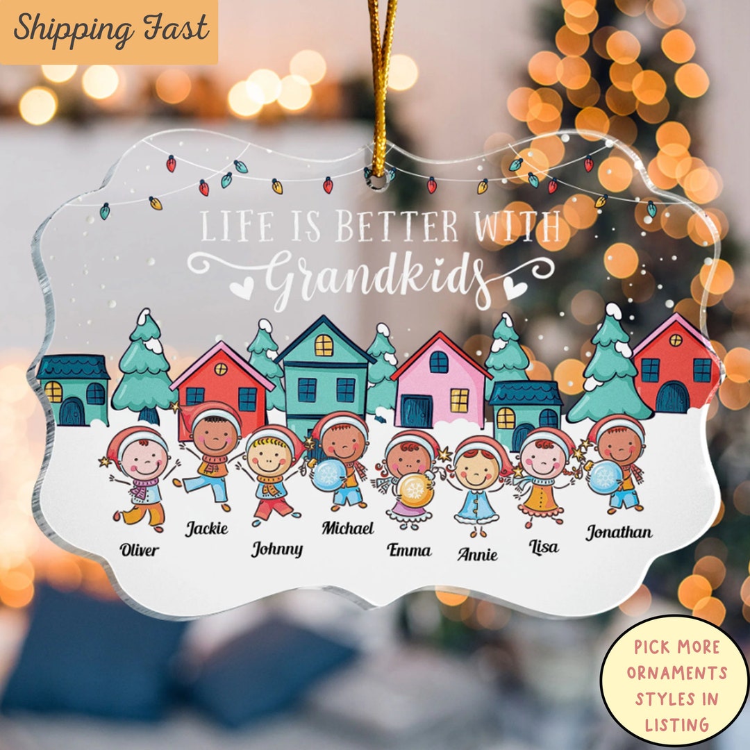 Grandkids Christmas Ornament, Personalized Grandkids Ornament, Custom ...