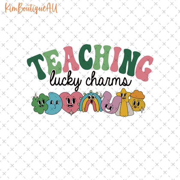 Teaching Lucky Charms Retro Teacher St. Patrick's Day Png, My Class Is Full Of Lucky Charms Png, One Lucky Teacher Png, Teacher Gift