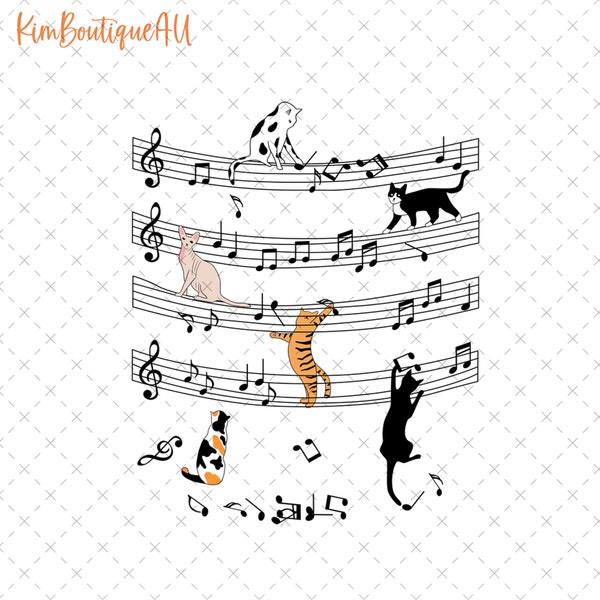 Cat Lover With Music Note Png, Cute Cat Playing Music Note Clef Png, Musician Art Png, Musical Cat Png, Music Note Png, Musician Gifts