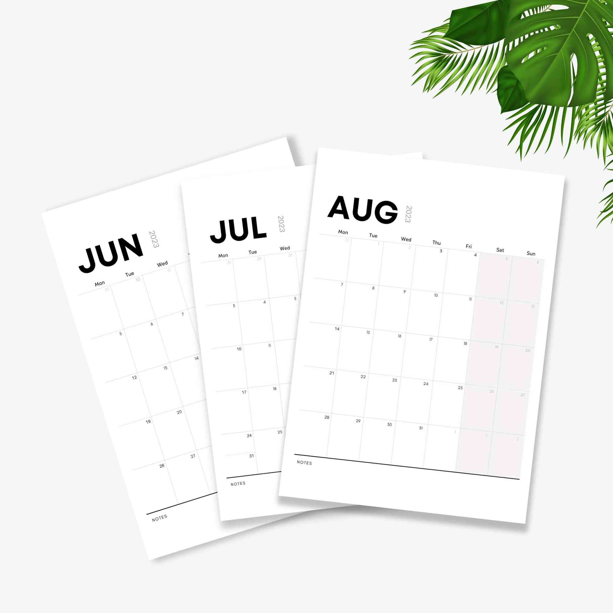 2023 Calendar Printable, Monthly Minimalist Calendar, Modern Printable ...