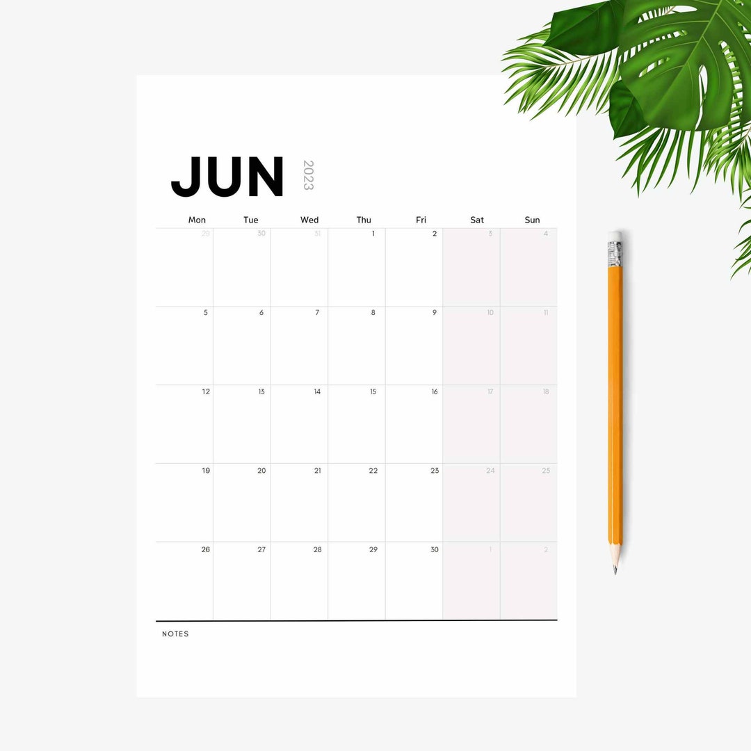2023 Calendar Printable, Monthly Minimalist Calendar, Modern Printable ...