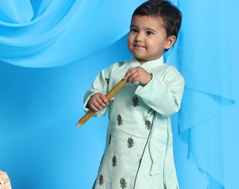 Boys Embroidered Cotton Kurta Dhoti Set - Traditional Indian Kids Wear, Festive Outfit