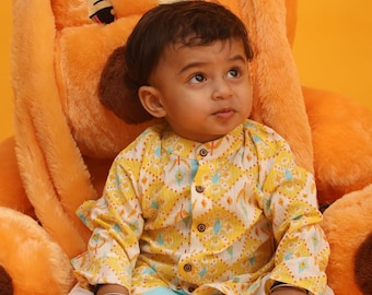 Conjunto de kurta pijama de algodón estampado para niño / Ropa india para niños pequeños