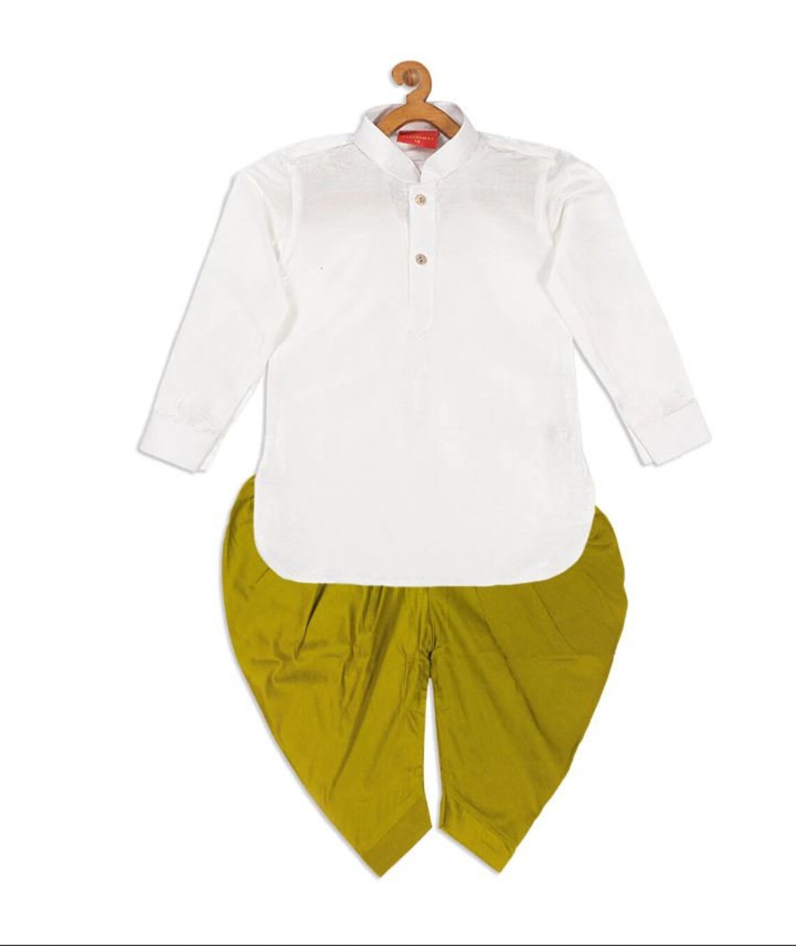 Boys White Pure Cotton Kurta with Dhoti Pants