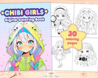 Chibi Girls Kawaii Coloring Book for Kids and Busy Adults Featuring Cool and Adorable Anime Girls